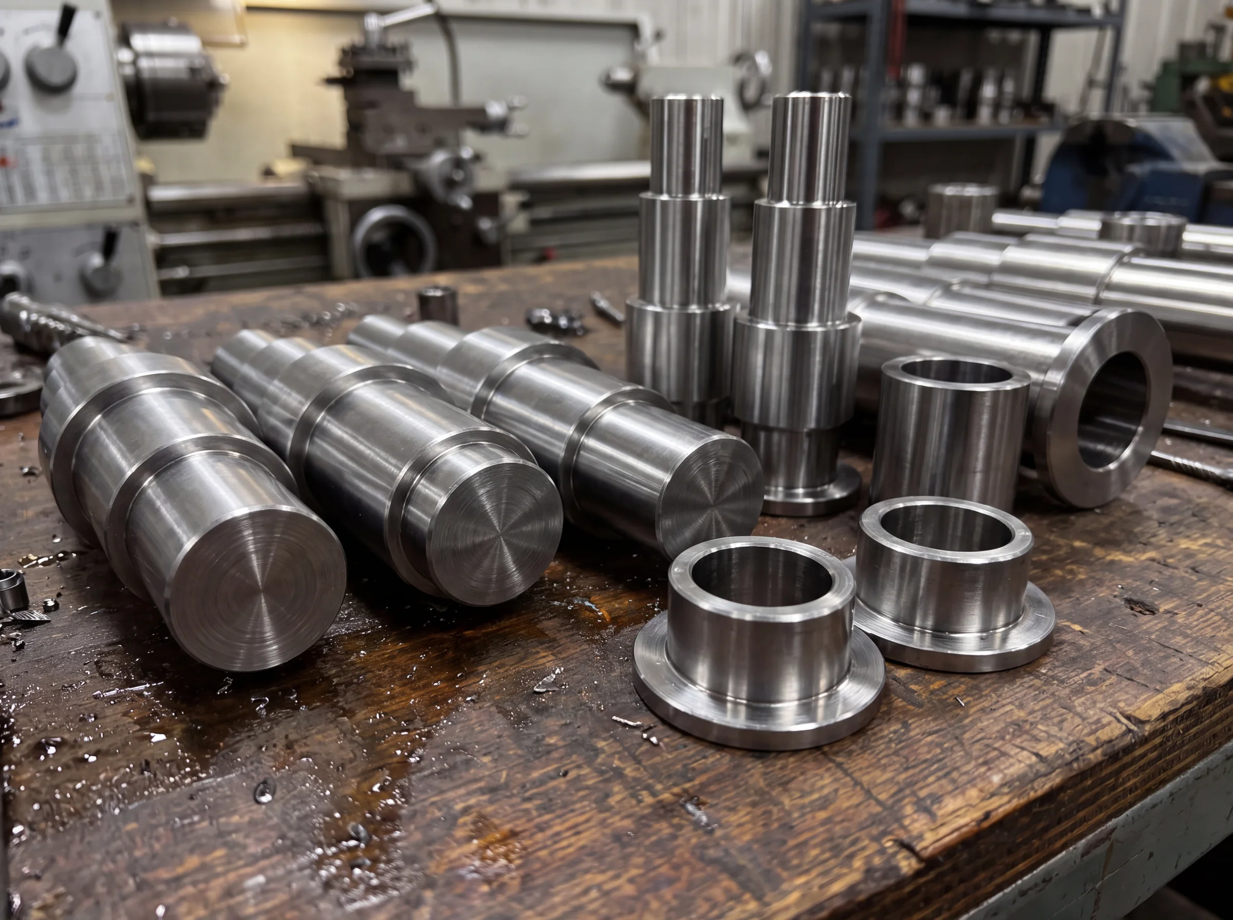 CNC-Drehteile aus Radolfzell: gedrehte Wellen und Flansche aus der Lohnfertigung der sk Kromer GmbH